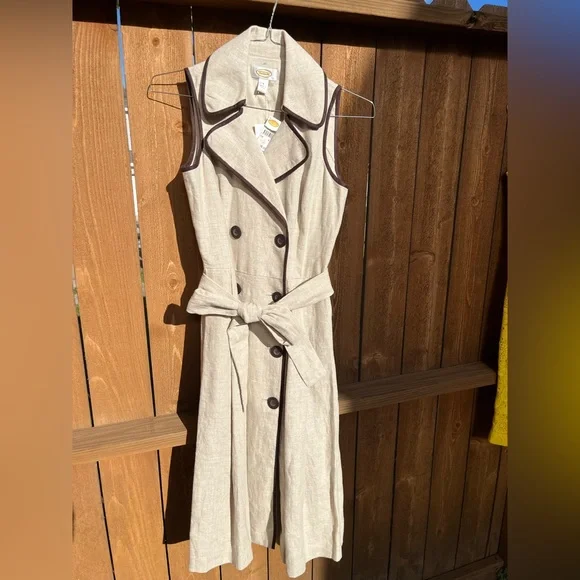 Talbots Linen Belted Trench Dress - Picture 4 of 12